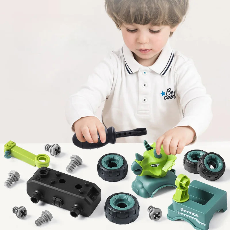 Bouwspeelgoed voor kinderen - Dinosaur auto project met graafmachine, kiepwagen, educatief DIY speelgoed