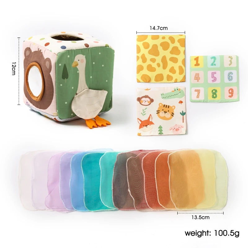 Montessori Magische Tissue Box Speelgoed - Educatief Activiteitenspeelgoed voor Vingertraining en Sensorisch Leren voor Baby's