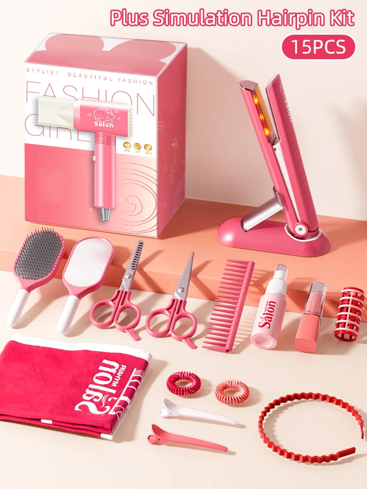 Kapsalon rollenspel speelgoed - Kappersspeelset met föhn, educatief speelgoed voor meisjes, ideaal voor fantasierijke spellen.
