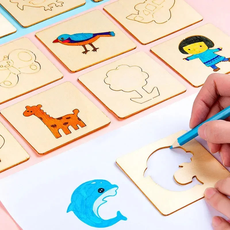 32/20-delige Montessori Teken Speelgoed Set | Houten DIY Sjablonen, Educatief & Leerzaam Cadeau voor Kinderen