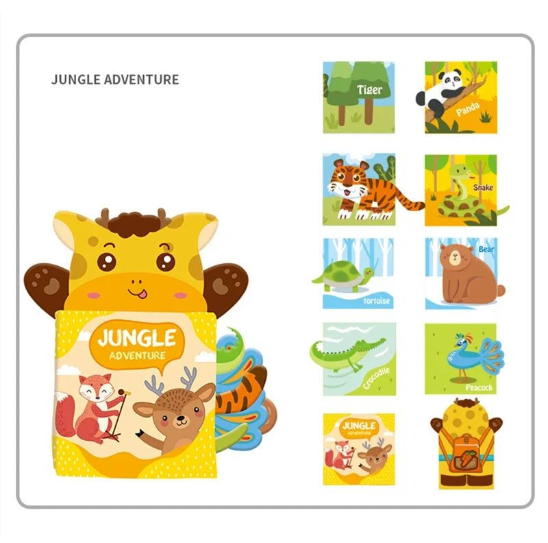 Handpop Stoffen Boek | Vroeg Leren Educatief Boek voor Baby’s, Interactief Cognitief Speelgoed