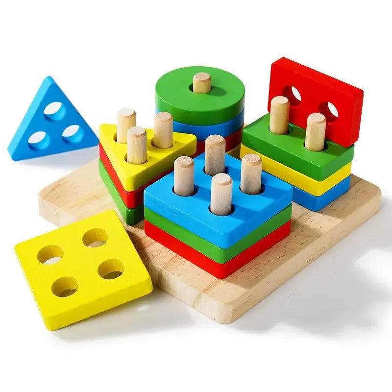 Montessori houten sorteer- en stapelspeelgoed Puzzel voor kinderen en peuters Speelgoed voor fijne motoriek voor kinderen van 1 jaar