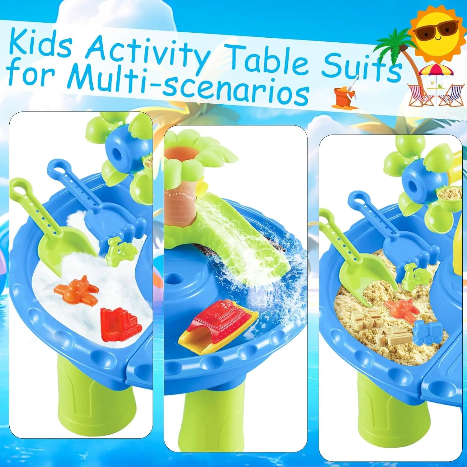 Tafel Zand- en Water Speelset voor Kinderen | Sensory Speelgoed voor Buitenactiviteiten met Zand- en Splash Pool