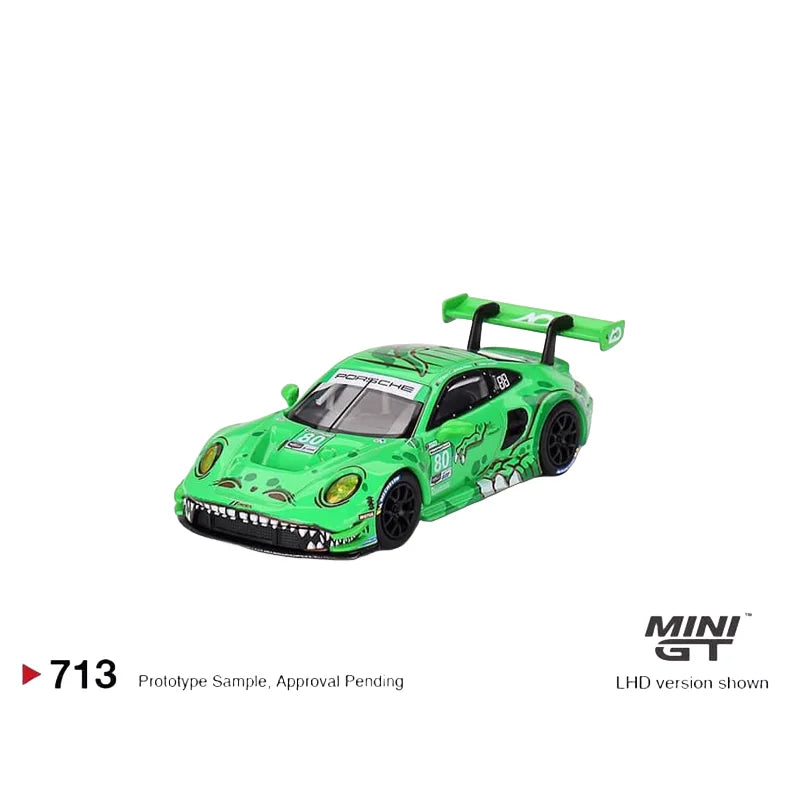 1:64 schaal Porsche 911 GT3 R Racing 80# Tyrannosaurus Rex - Speelgoed voor jongens, verzamelobject voor volwassenen