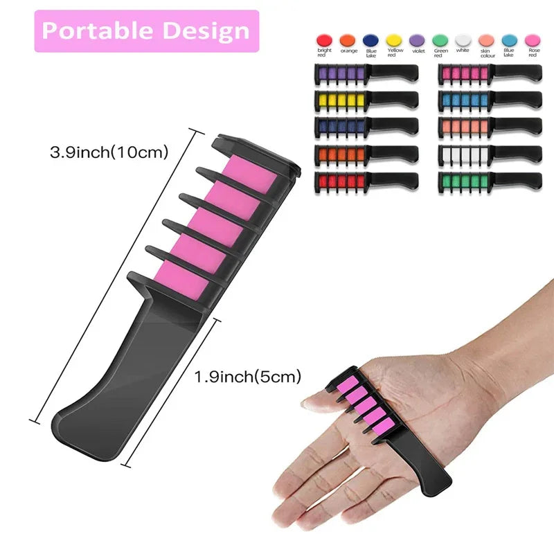 10PCS Haarkleur Kam Set - Mode Make-up Kit voor Meisjes - Tijdelijk DIY Haarstyling Speelgoed