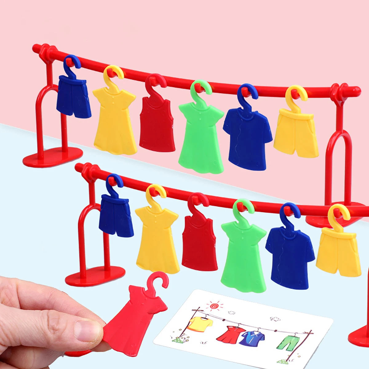 Montessori Kleding Droogrek Spel | Educatief Interactief Bordspel voor 3+ Jaar, 2-4 Spelers