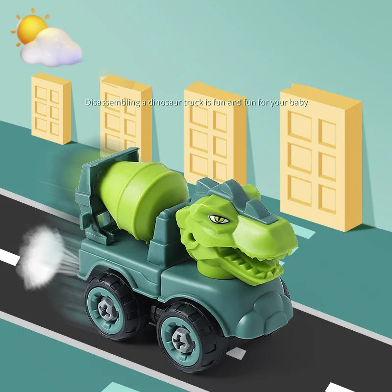 Bouwspeelgoed voor kinderen - Dinosaur auto project met graafmachine, kiepwagen, educatief DIY speelgoed