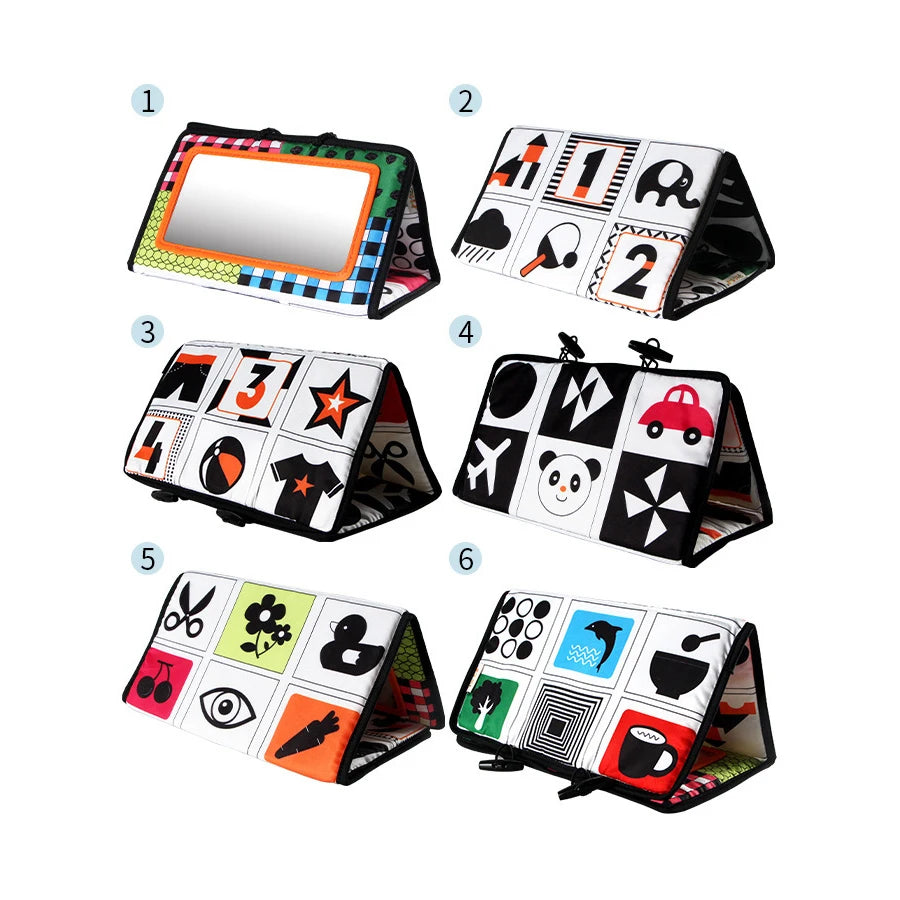 Opvouwbaar Babyboek met Spiegel – Activiteitenboekje voor Buiktijd & Visuele Ontwikkeling | Eerste Speelgoed Cadeau voor Pasgeborenen