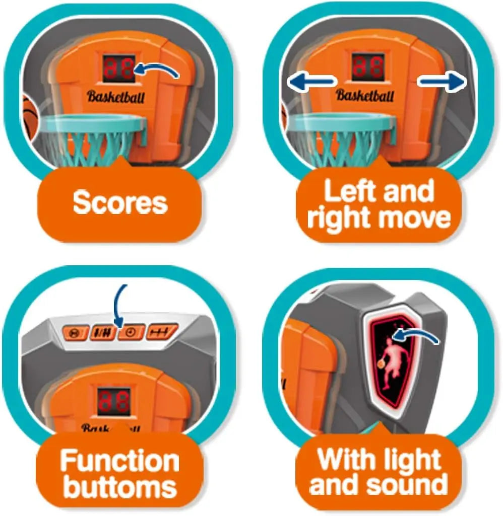 Tafelbasketbal Spel | Schiet & Score met Bewegende Hoepel & LED-verlichting | Speelgoed 2+ jaar