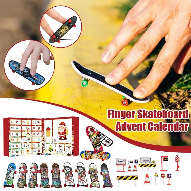 Vinger Skateboard Kerstmis Adventskalender | 24 Dagen Aftelkalender Vinger Skateboard Speelgoedset Verrassing voor Kinderen