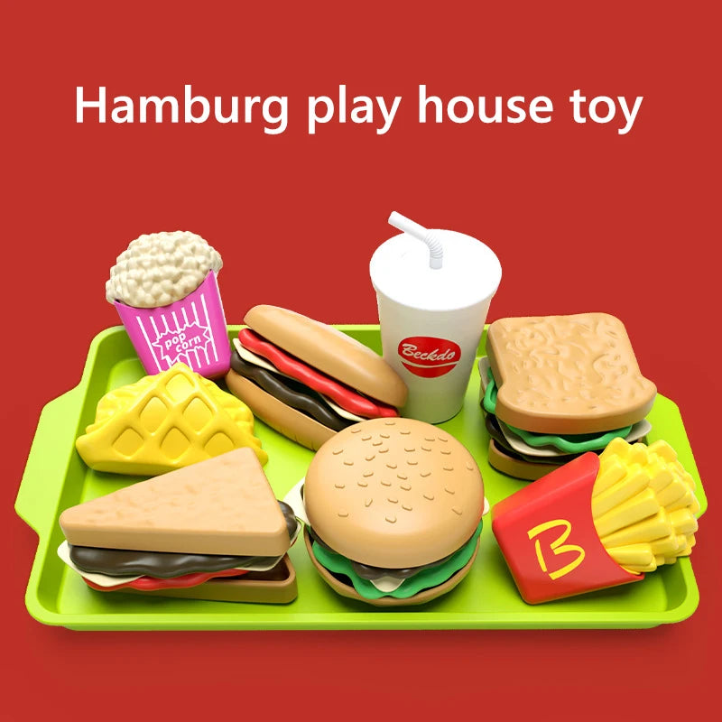 9-delige Set | Verwijderbare Snack Hamburger Plastic Rollenspelset voor Kinderen, Keukenspeelgoed, Verjaardagscadeau