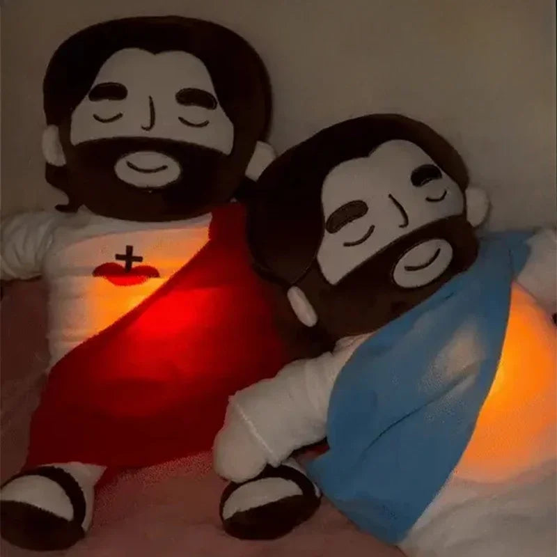 Ademende Jezus Knuffel | Muzikaal Troostspeeltje voor Baby’s, Licht & Geluid, Kerstcadeau voor Kinderen