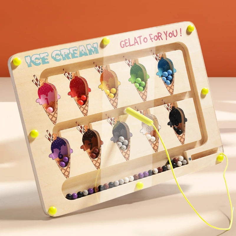 Montessori Magnetisch Kleur Sorteerspel | Houten Sensorisch Doolhof