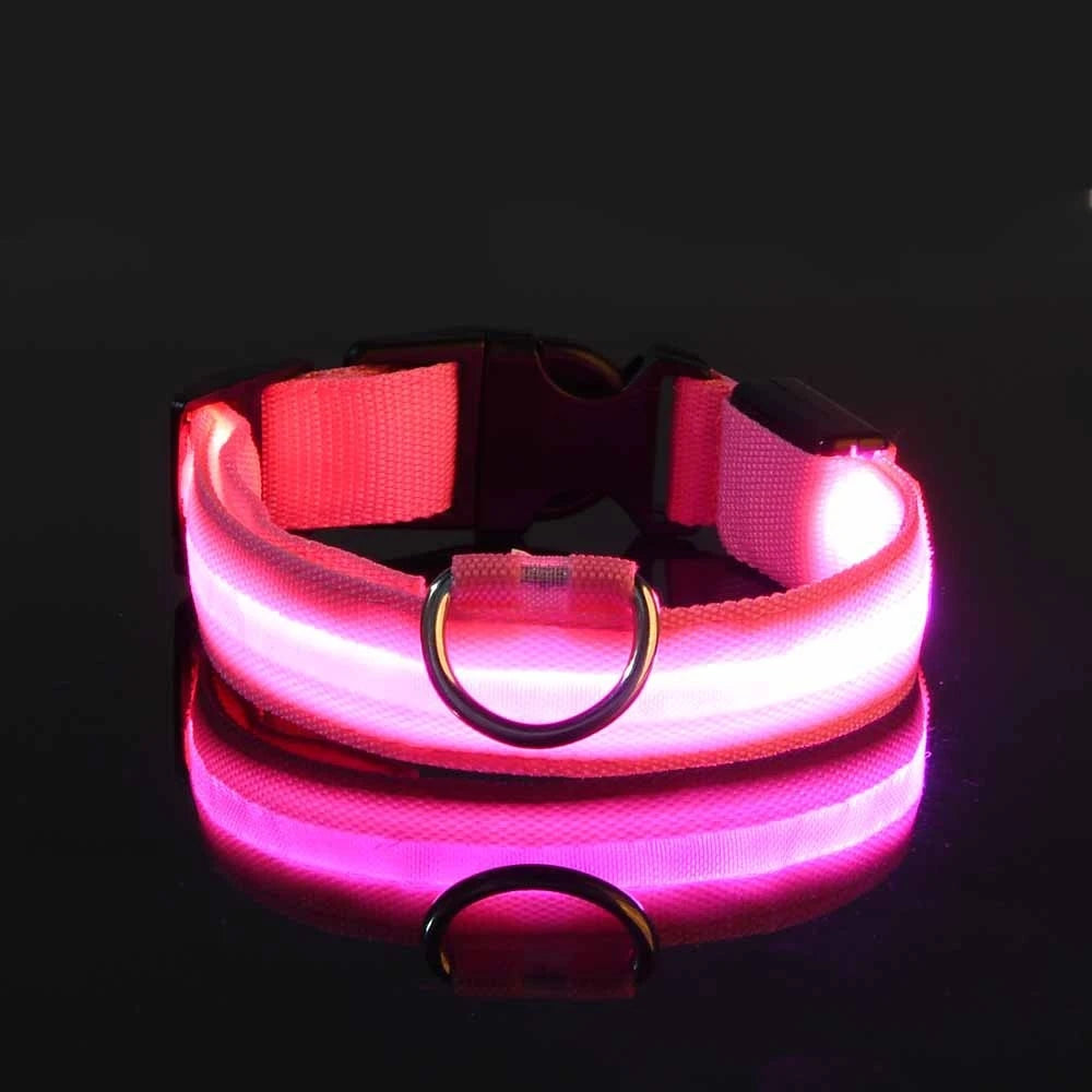 Nylon LED Nachtveiligheid Knipperende Hondenriem | Glow in the Dark Fluorescerende Verlichte Halsband voor Honden