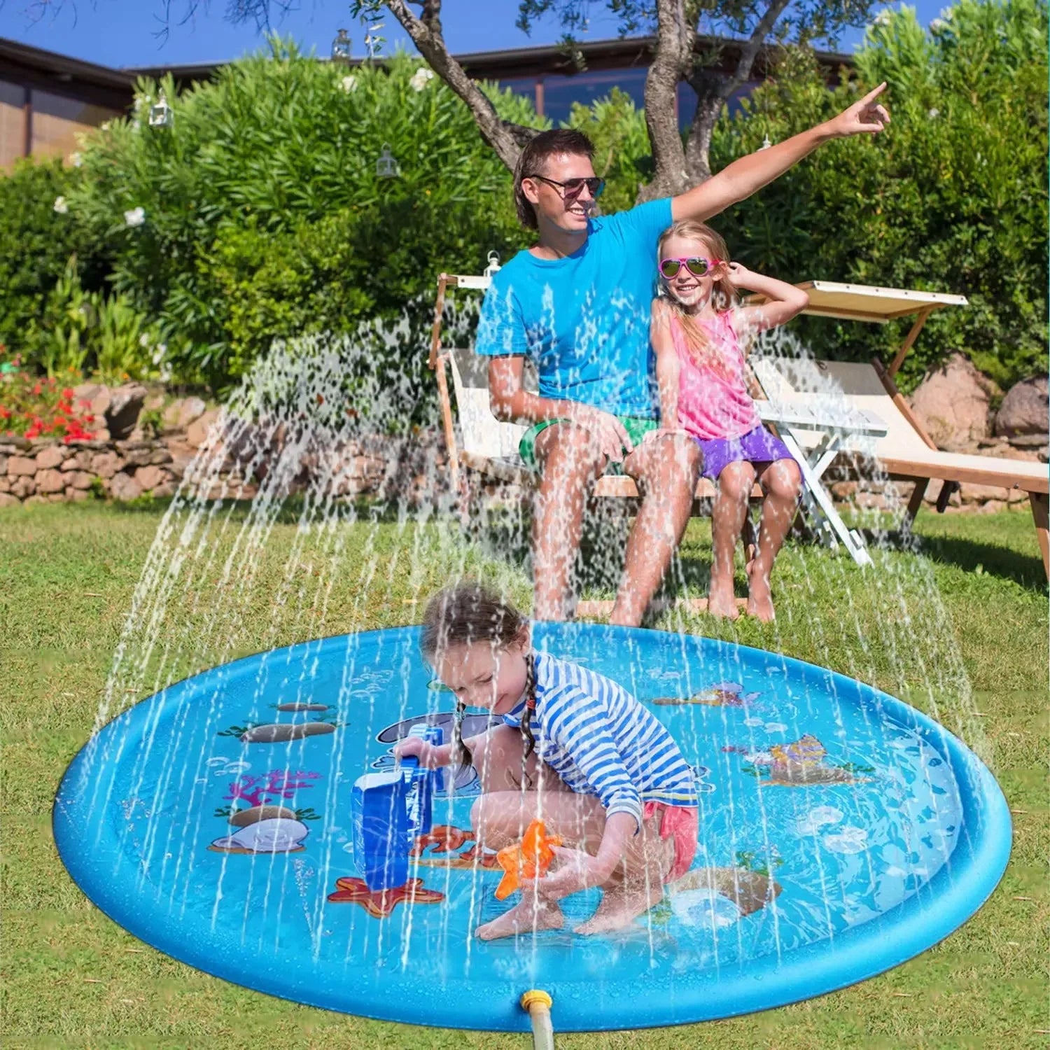 Spray Mat voor Kinderen | 100/170cm Strand Opblaasbaar Water Speelmat, Zwembad Speelgoed voor Buiten