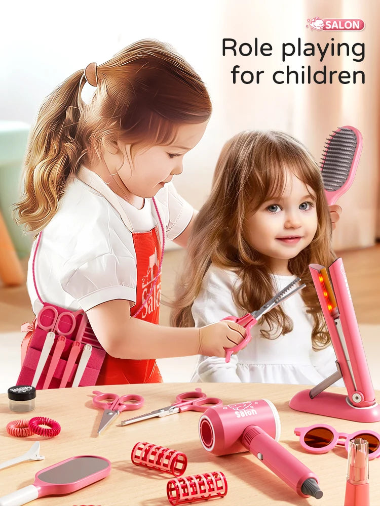 Kapsalon rollenspel speelgoed - Kappersspeelset met föhn, educatief speelgoed voor meisjes, ideaal voor fantasierijke spellen.