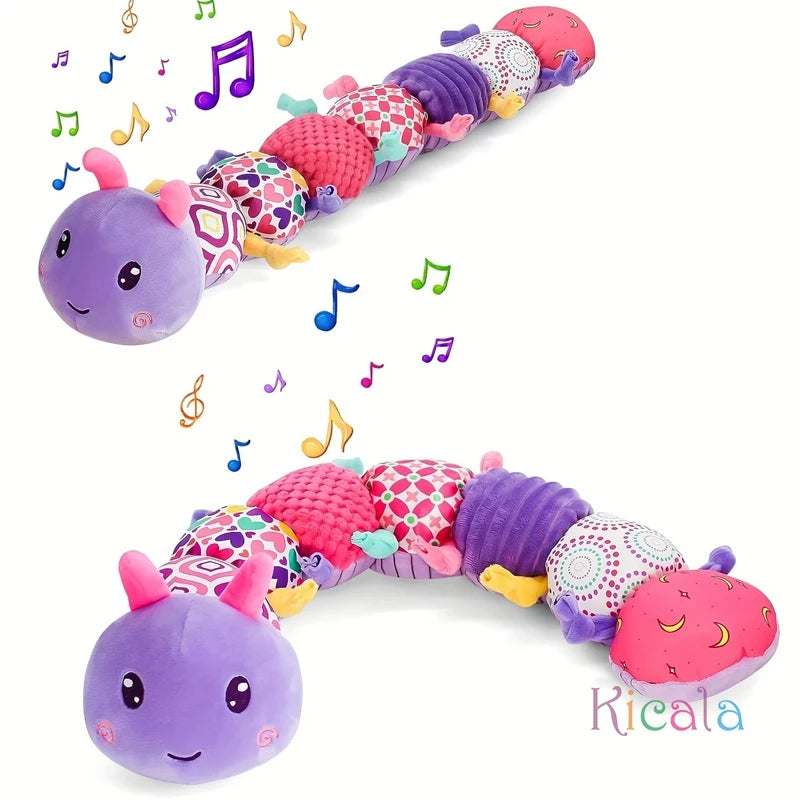 Muzikale Rups Knuffelspeelgoed – Sensorisch Pluche Speelgoed voor Baby’s met Meerdere Texturen | Voor Pasgeborenen Jongens & Meisjes