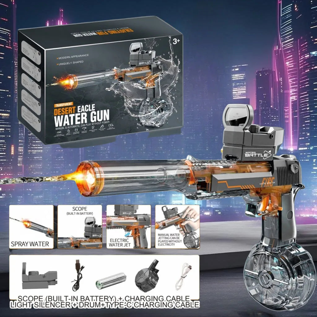 Super Elektrisch Waterpistool met Waterstroomdetectie, Licht & Snelle Navulling – Ideaal Zomerspeelgoed voor Jongens en Meisjes