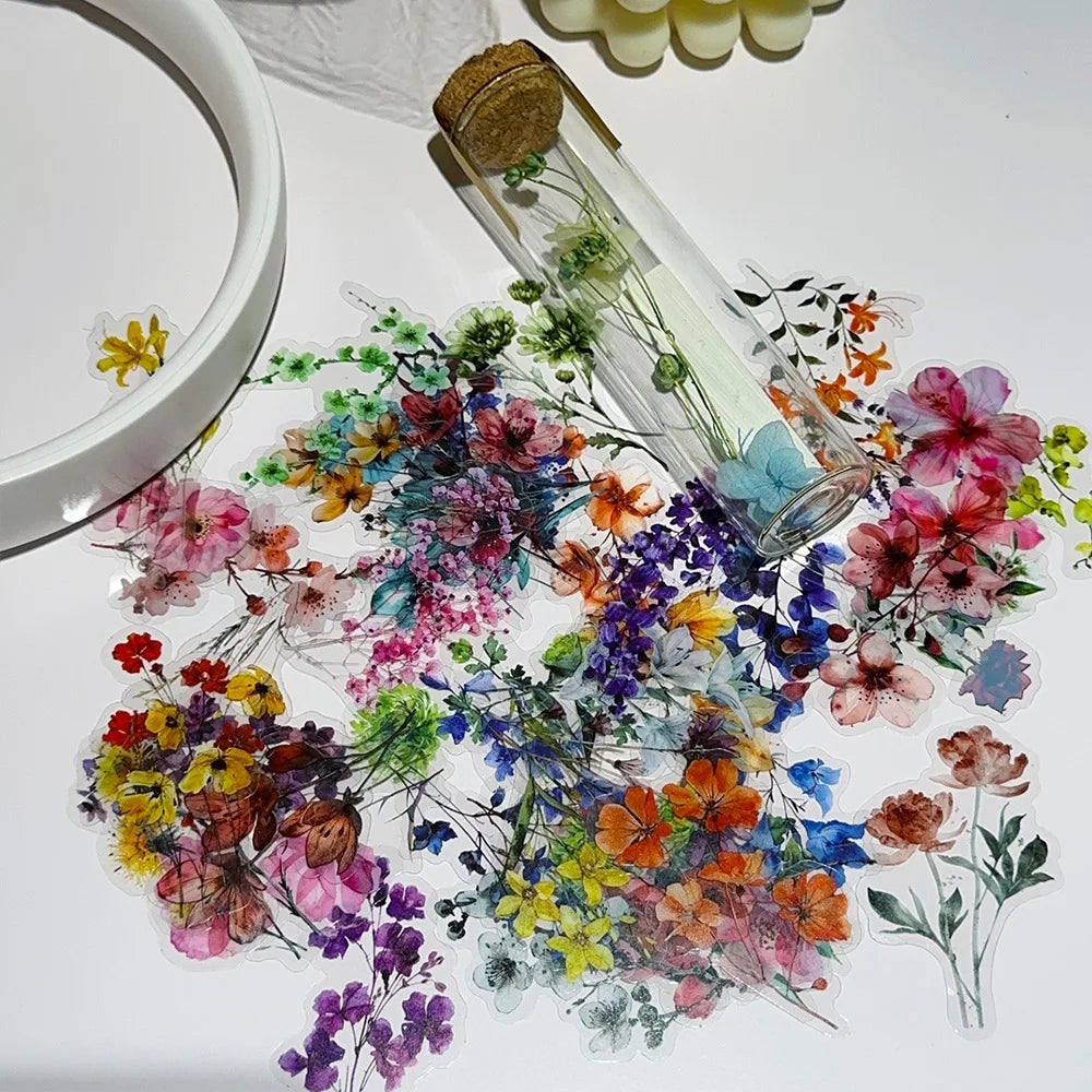 50 stuks Transparante INS Inktbloem Stickers – Waterdichte Graffiti Stickers voor Telefoon, Gitaar, Notitieboek & Meer