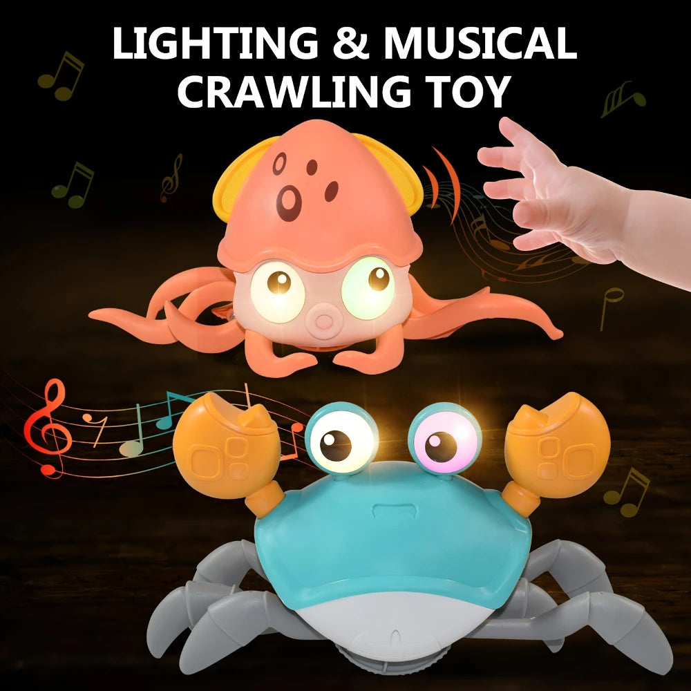 Interactieve Ontsnappende Octopus/Krab | Elektronisch Muziekspeelgoed voor Baby’s, Bewegend Speelgoed met Licht & Geluid