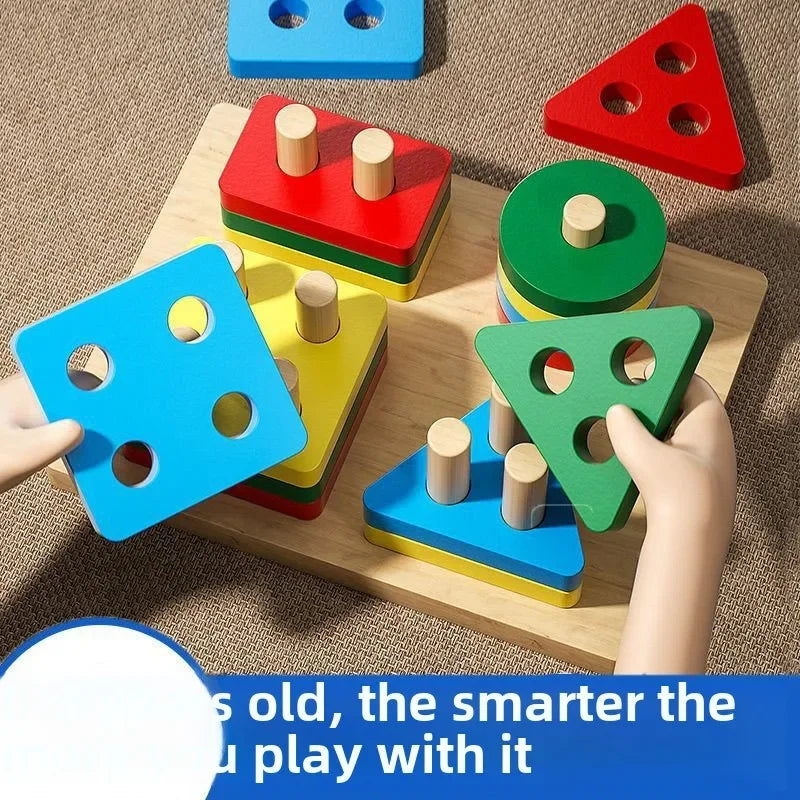 Montessori houten sorteer- en stapelspeelgoed Puzzel voor kinderen en peuters Speelgoed voor fijne motoriek voor kinderen van 1 jaar
