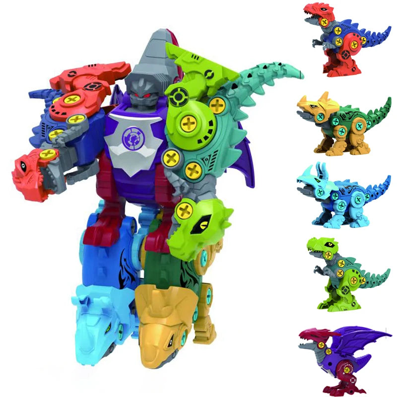 5-in-1 Dino Bouwset voor Kinderen | DIY Dinosaurus Transformeer Speelgoed met Schroevendraaier