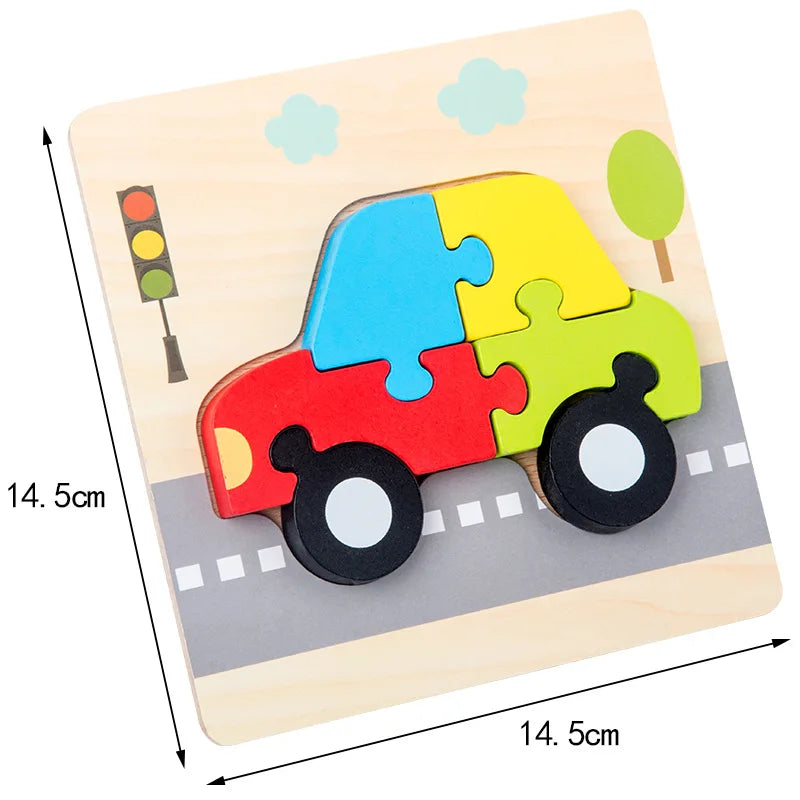 3D Houten Puzzel | Dieren & Verkeer Jigsaw voor Vroeg Leren