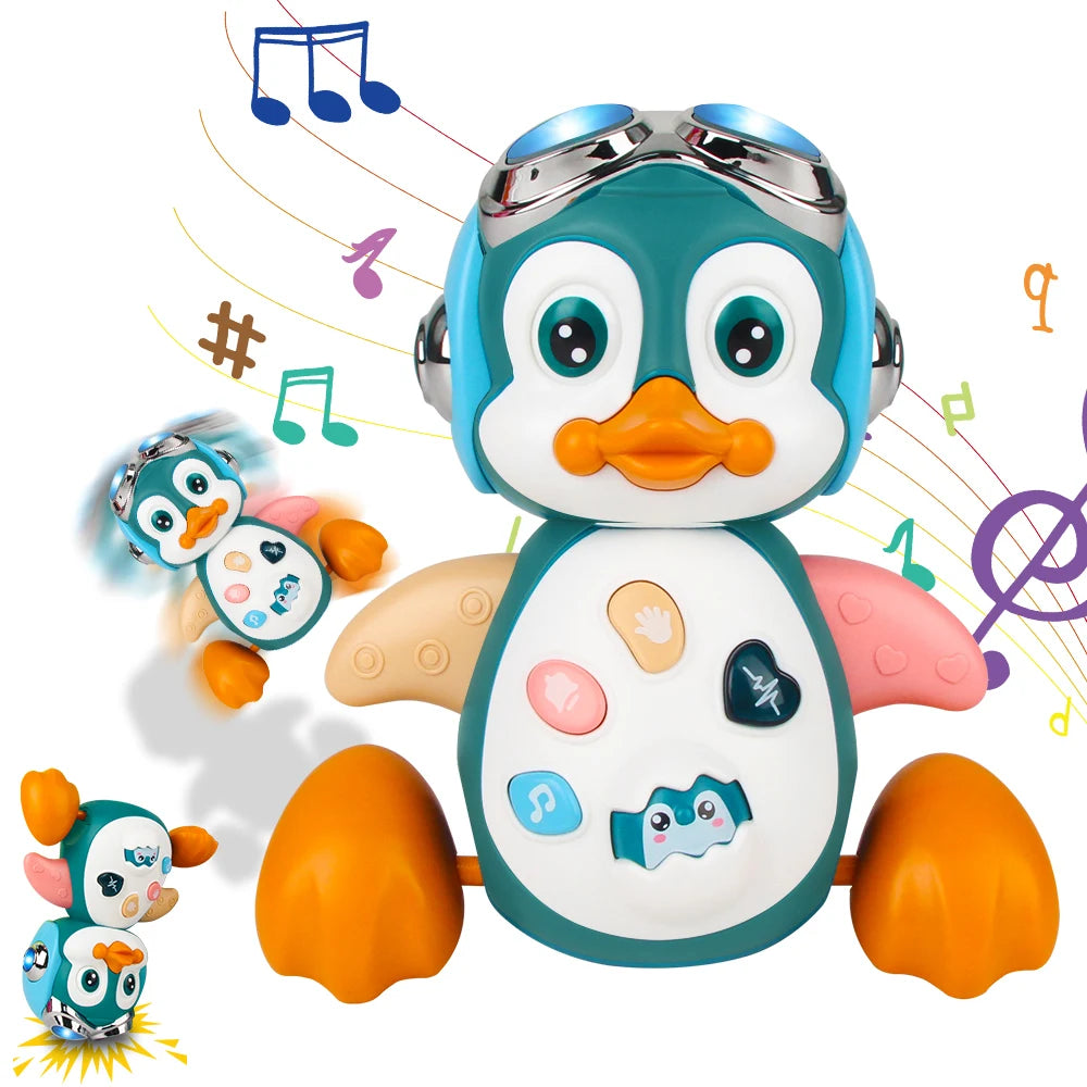 Muzikale Pinguïn Baby Speelgoed | Lopend & Dansend met Licht | Interactief Kruipspeelgoed voor Baby's | Ontwikkelingsspeelgoed voor Buiktijd