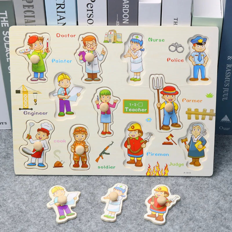 Houten Grijppuzzel voor Kinderen - Educatief Montessori Speelgoed