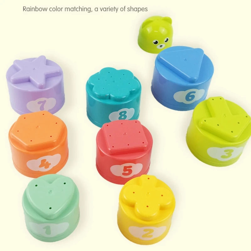 Montessori Stapelbekers voor Baby's – Educatief Speelgoed met Cijfers & Letters | 8-delige Set voor Vroege Ontwikkeling