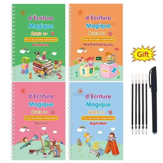 Magisch Schrijfboek Portugees | Montessori Herbruikbaar Kalligrafie Oefenboek voor Kinderen