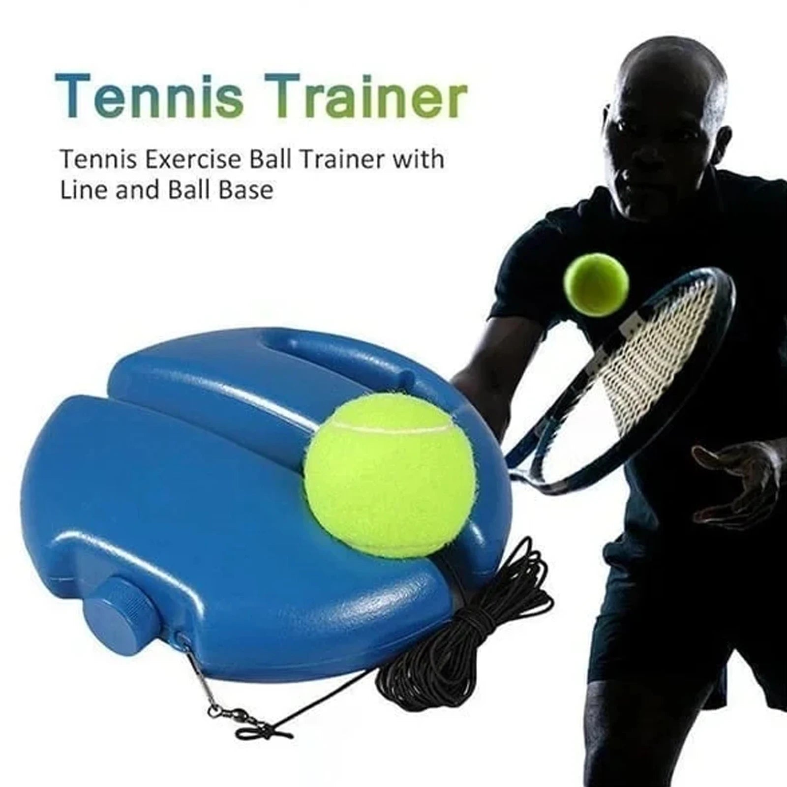 Tennis Trainingshulp met Elastisch Touw | Zelfstandige Tennis Trainer voor Sparring & Oefening