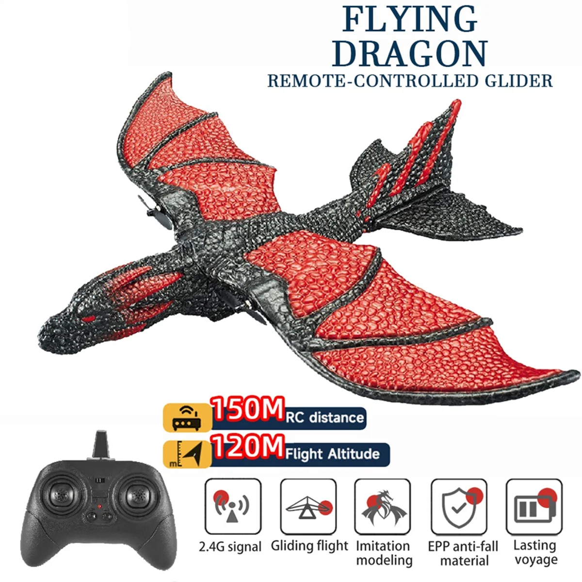 Vliegtuig | 2.4G Gesimuleerde Vliegende Draak | Afstandsbestuurbaar Zweefmodel Vliegtuig van EPP Schuim | Speelgoed Cadeau Voor Kinderen