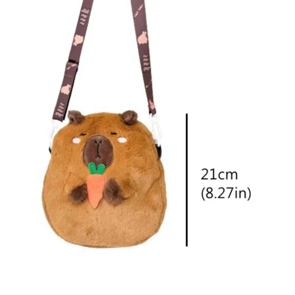 Dieren Cartoon Capibara Pluchen Schoudertas | Grote Capaciteit Rits | Capibara Crossbody Tas Mode Katoenen Cartoon Handtas