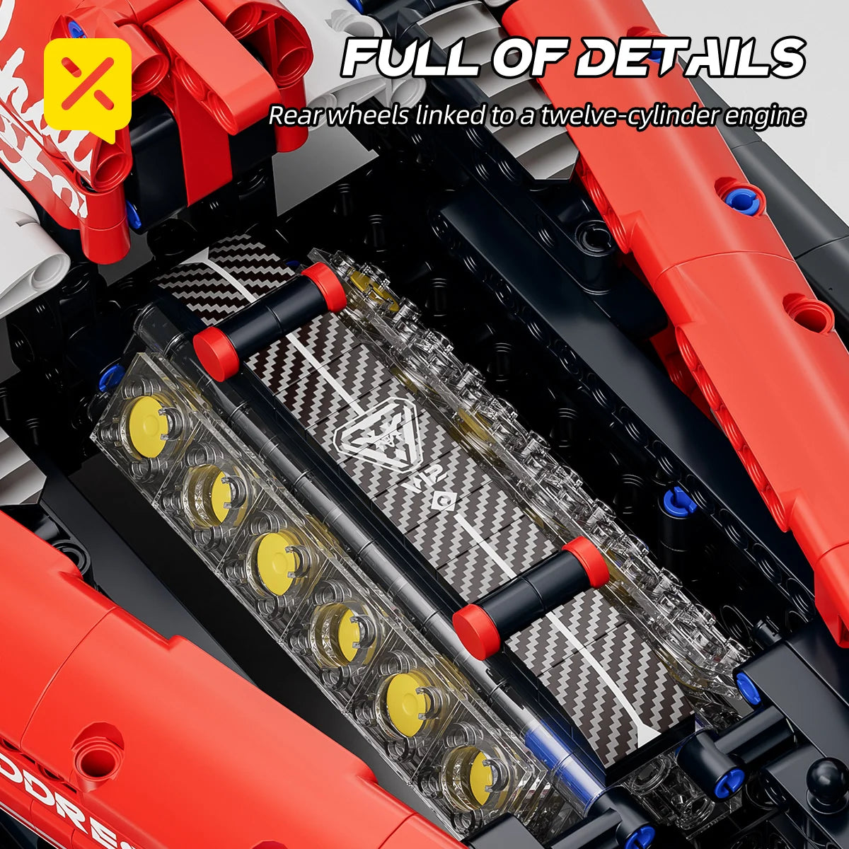 1768-delige 1:8 F1 Raceauto Bouwset | MOC Bouwblokken, Coole Verzamelmodel Auto, Perfect Kerstcadeau