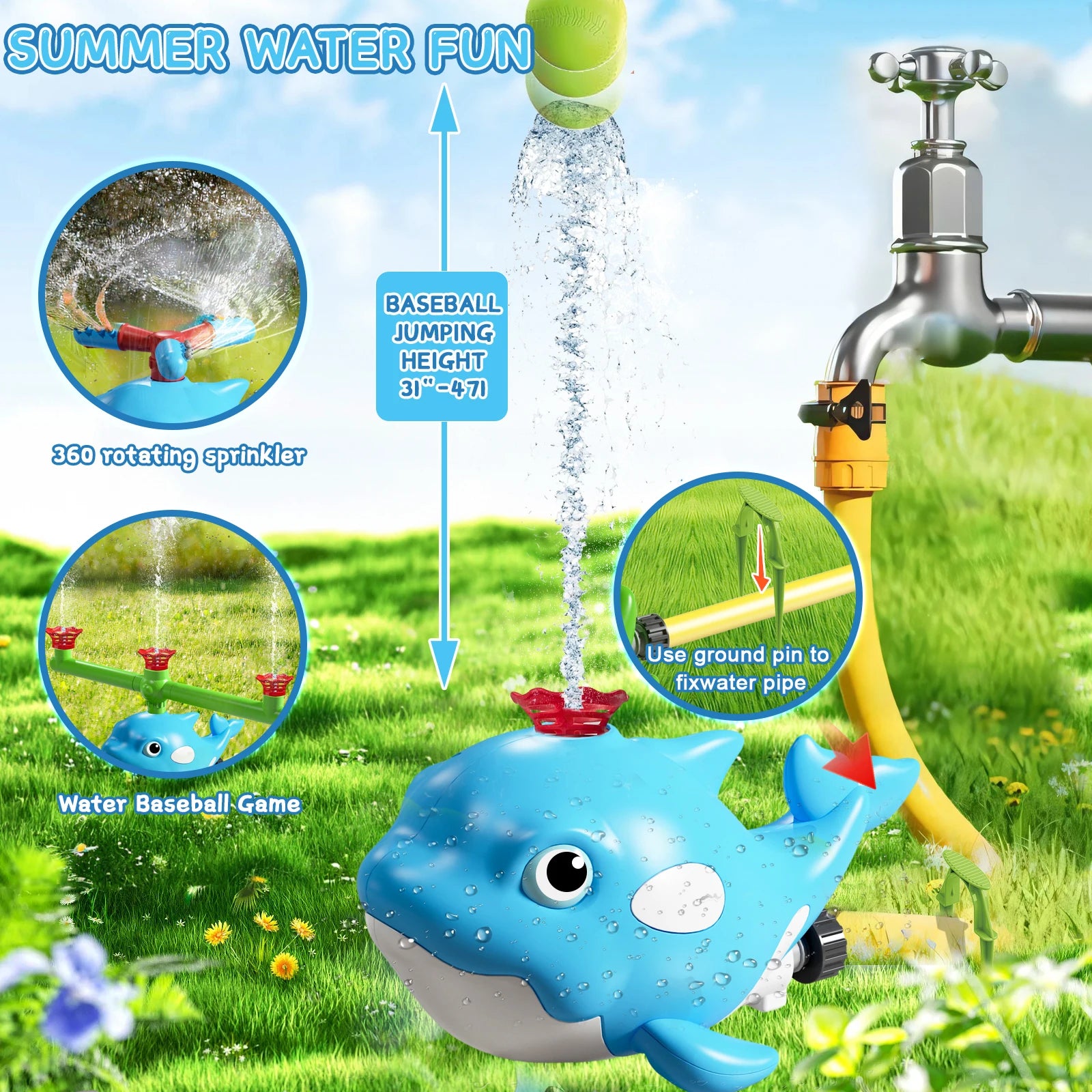 Zomers Buitenwatersproeier Slak – Roterende Sproeier voor Kinderen | Waterpret op het Gras in de Tuin