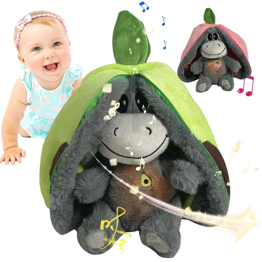 30cm Aardbei Ezel Knuffel met Licht | Creatieve Baby Pop, Ademend Pluche Slaapspeeltje als Fruitfiguur