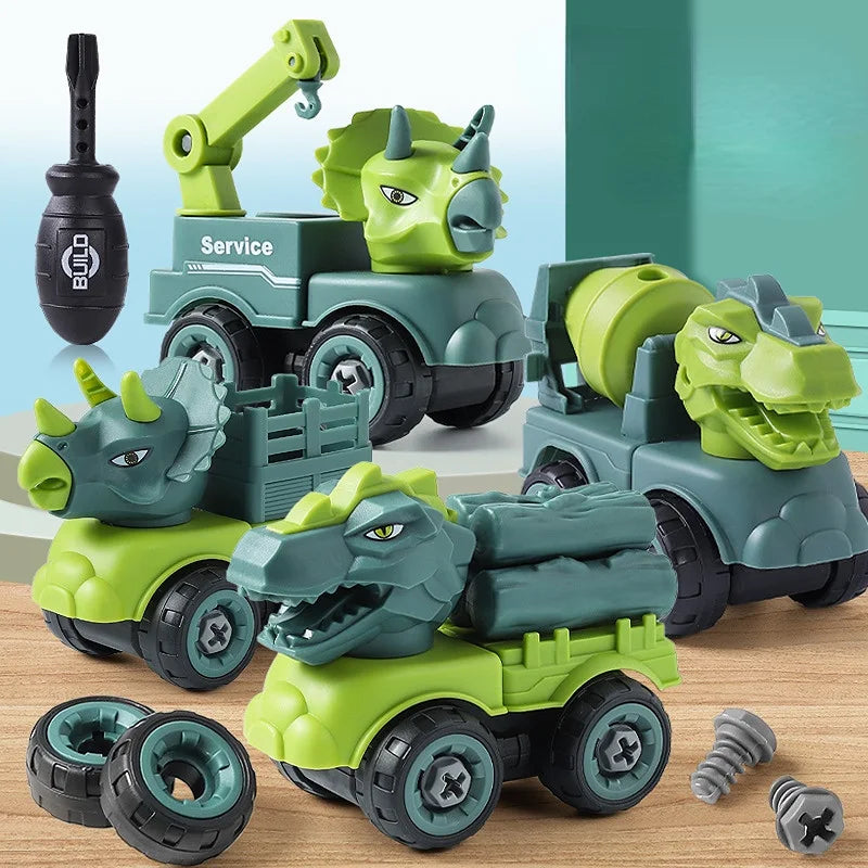 Bouwspeelgoed voor kinderen - Dinosaur auto project met graafmachine, kiepwagen, educatief DIY speelgoed