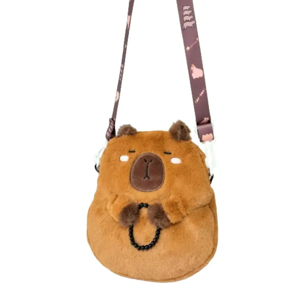 Dieren Cartoon Capibara Pluchen Schoudertas | Grote Capaciteit Rits | Capibara Crossbody Tas Mode Katoenen Cartoon Handtas