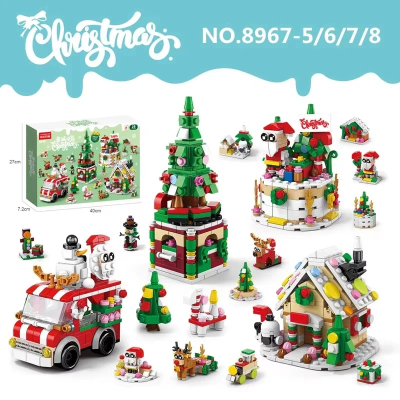 6-in-1 Kerst Bouwstenen Set met Licht | Creatief Winterdorp Speelgoed voor Kinderen