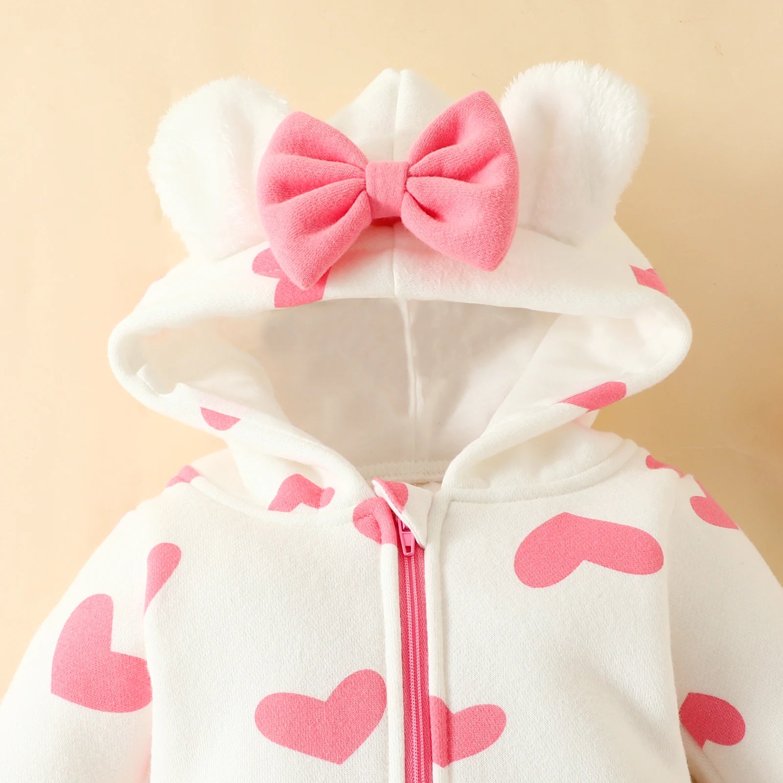 Romper met Lange Mouwen en Hoed | Warme Buitenkleding met Rits Dikke Baby Onesies
