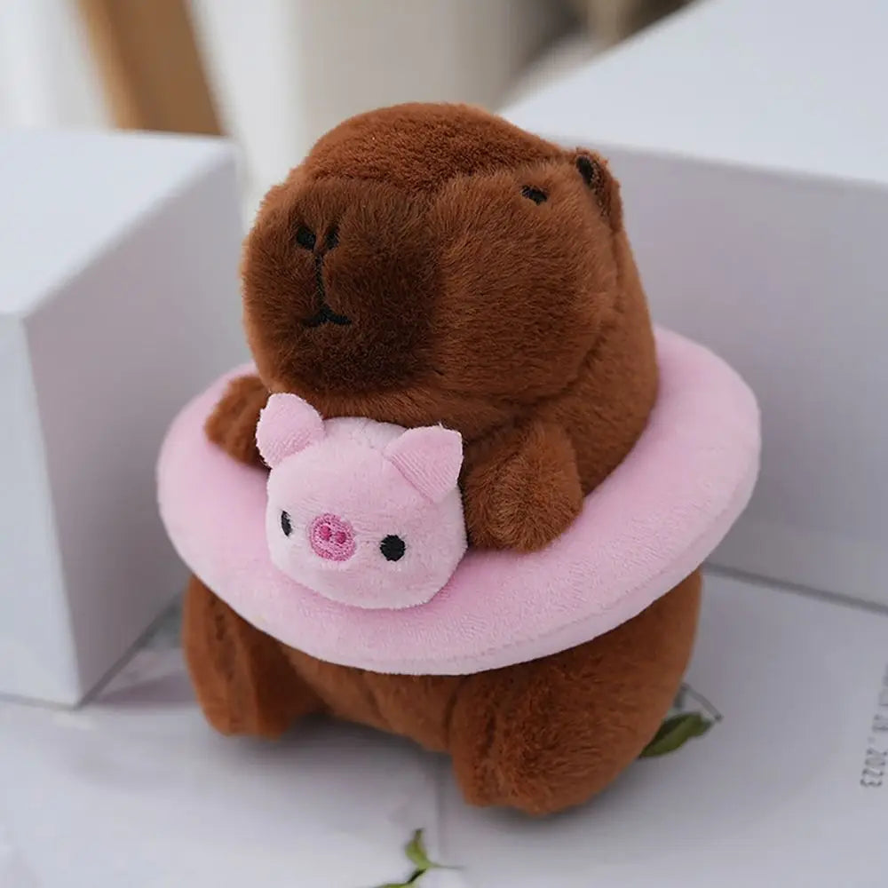 Zwemring Capybara Pluche | Capybara Sleutelhanger Gevulde Dieren Schattig Speelgoed Capybara Pop voor Kinderen en Volwassenen van 1 - 7 Jaar
