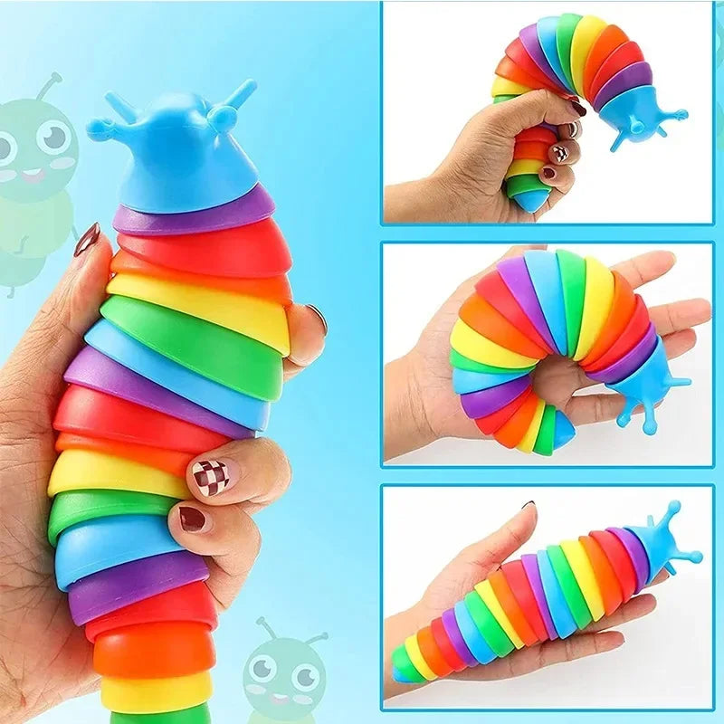 Fidget Slak Speelgoed 18cm | Kleurrijk Sensorisch Twist Rupsje, Stressverlichting voor Kinderen