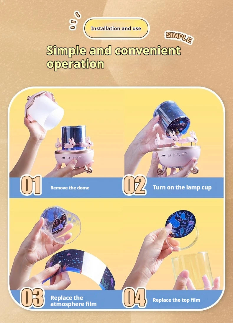 Kinder Nachtlamp Projector | USB-oplaadbare LED lamp met 12 films