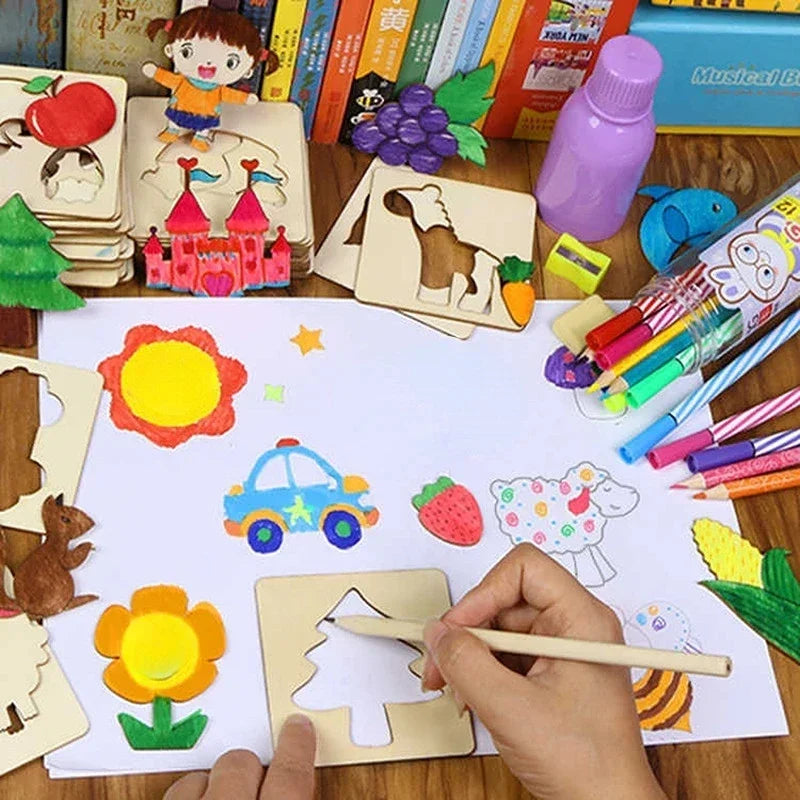 32/20-delige Montessori Teken Speelgoed Set | Houten DIY Sjablonen, Educatief & Leerzaam Cadeau voor Kinderen