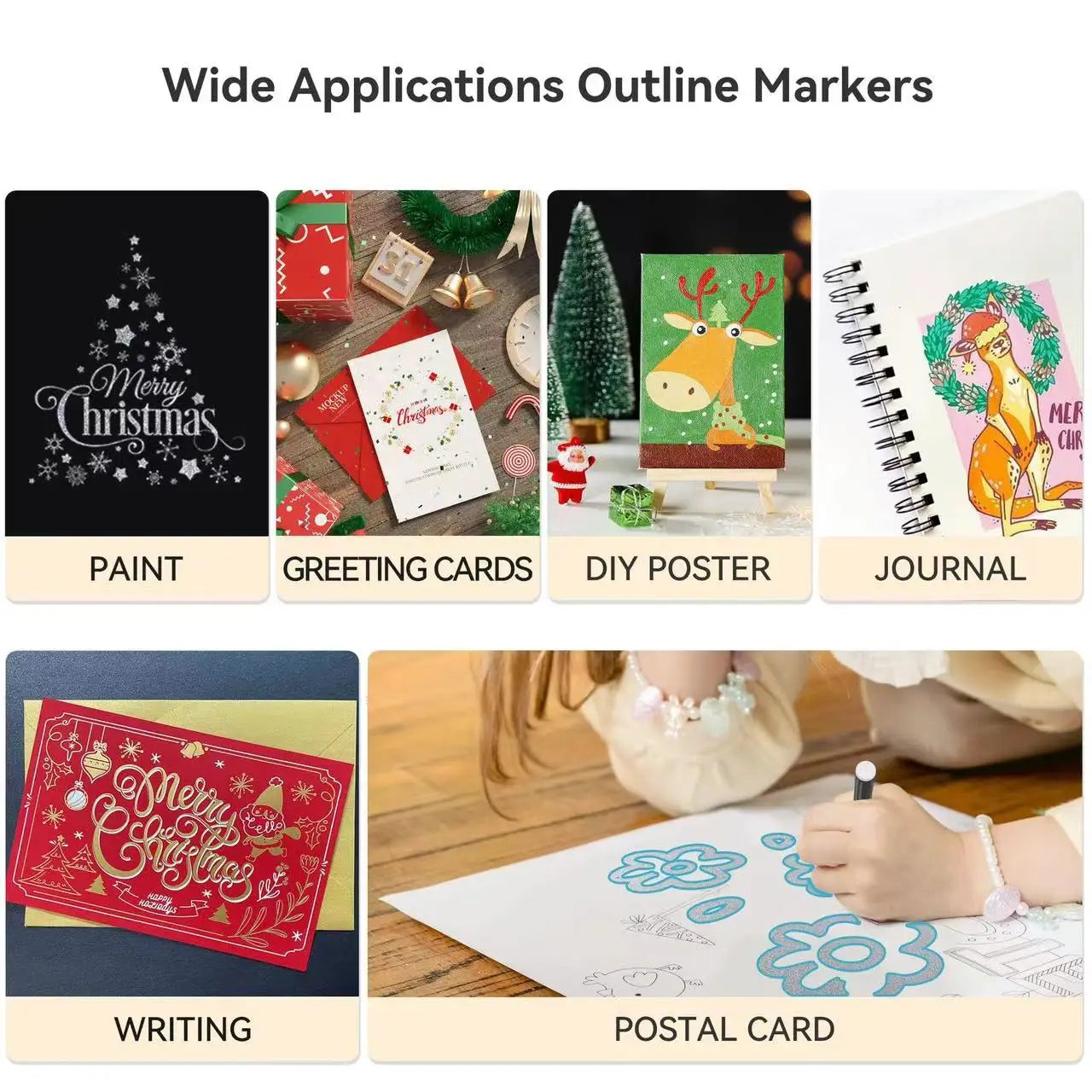 Dubbele Lijn Contour Pen | Metallic Fluorescerende Stiften, DIY & Wenskaarten Kleurset voor Kinderen