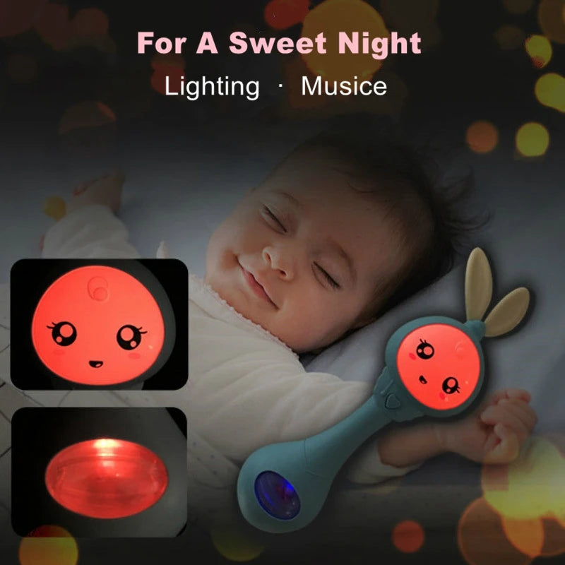 Muzikale Slimme Rammelaar Konijn – Interactief Educatief Babyspeelgoed met Licht & Geluid voor Pasgeborenen