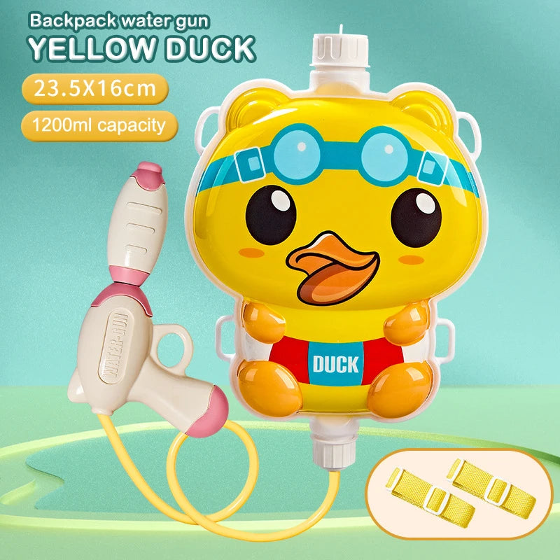 Kinderrugzak met Waterpistool – Cartoon Waterpistoolspeelgoed – Gebalanceerd Watergevechtspeelgoed voor Buitenspel