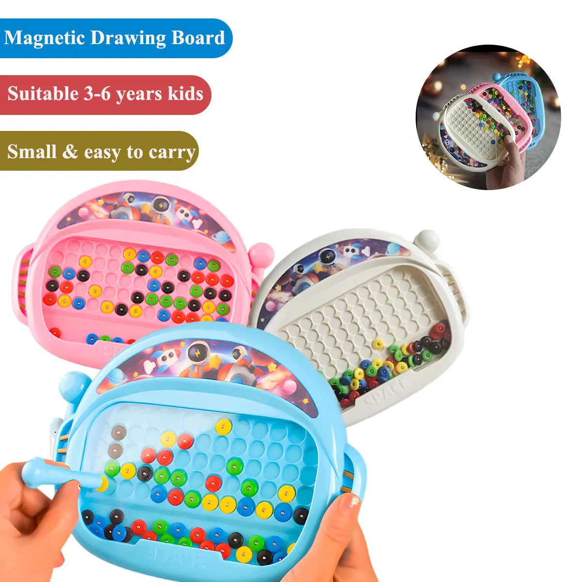 1 Stuk Magnetisch Doodle Bord voor Kinderen | Tekenspeelgoed met Pen & Kralen, Educatief Montessori Cadeau voor 3-8 Jaar
