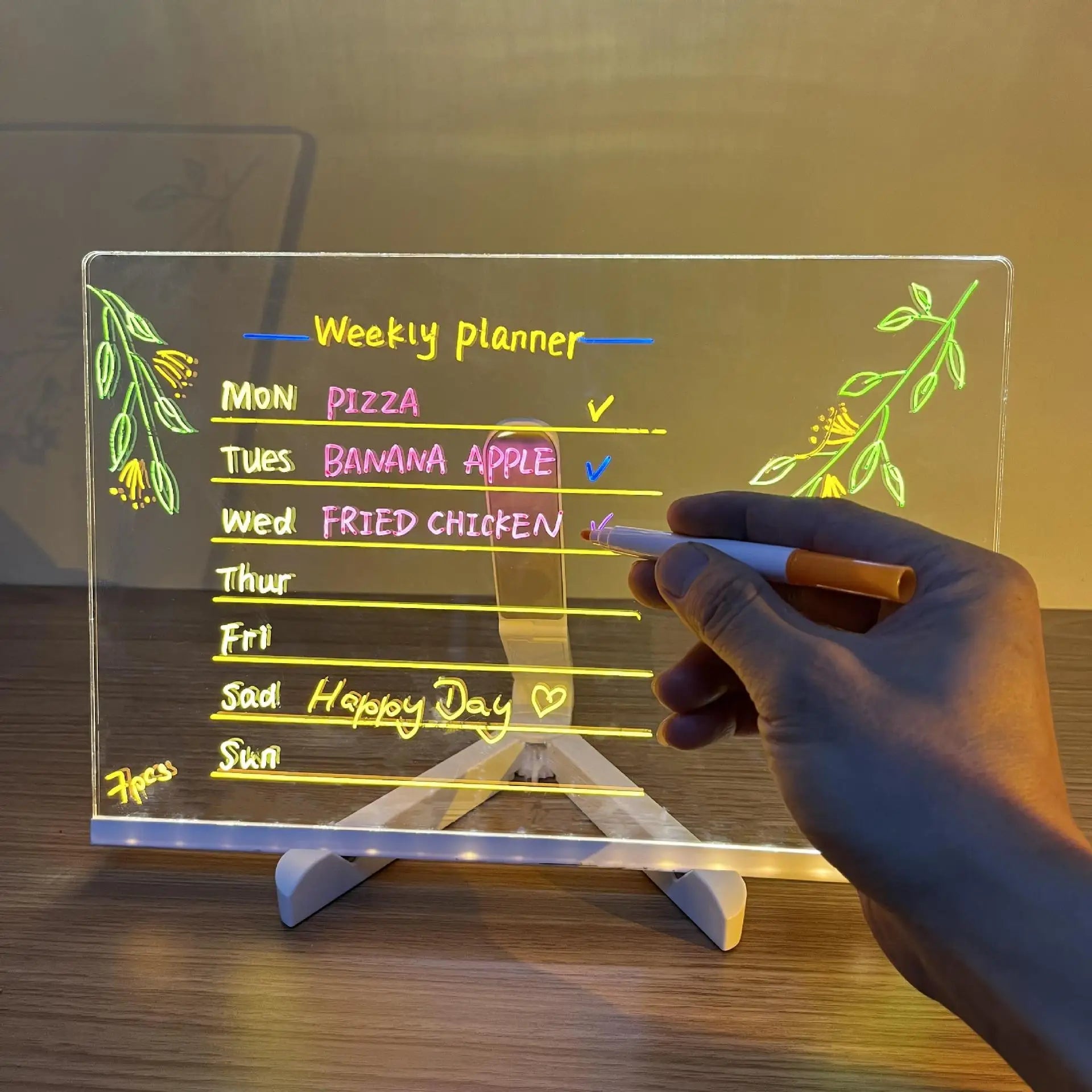 Lichtgevend LED Tekenbord voor Kinderen - Magisch Acryl Schrijfbord voor Creatieve Jongens en Meisjes - Educatief Speelgoed en Prikbord, Perfect als Kerstcadeau